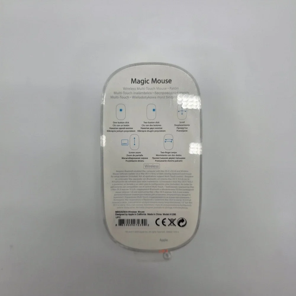Apple Magic Mouse Wireless Multi-Touch Laser A1296 MB829ZM/A White Silver